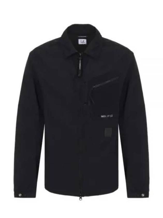 Flatt Nylon Logo Patch Zip Up Long Sleeve Shirt Black - CP COMPANY - BALAAN 2