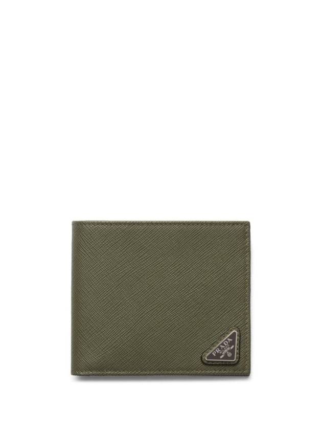 Triangle Logo Saffiano Half Wallet Loden Green - PRADA - BALAAN 1