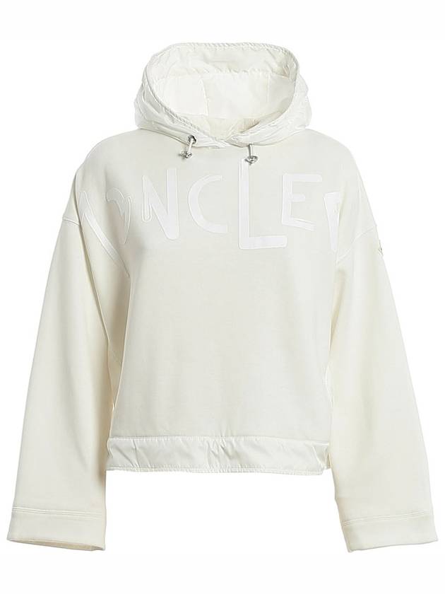 Women's Overfit Logo Hooded Top White - MONCLER - BALAAN.