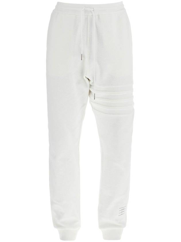 white cotton sweatpants with 4 stripes - THOM BROWNE - BALAAN 1