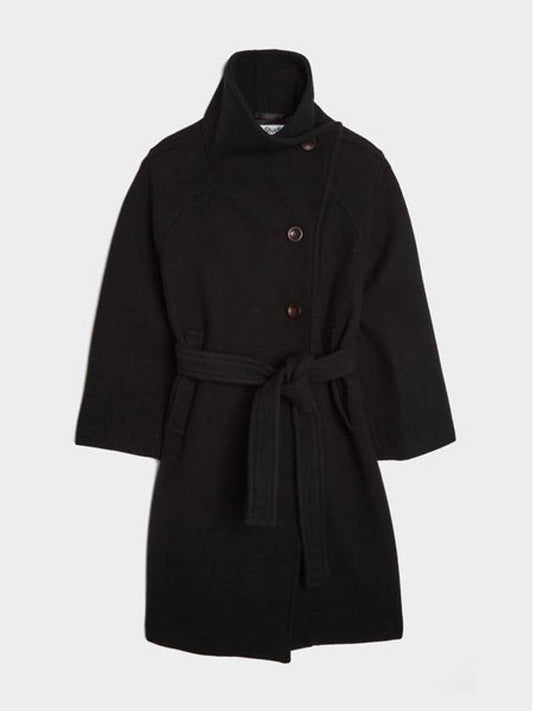 High-Neck Belted Wool Single Coat Black - ACNE STUDIOS - BALAAN 1