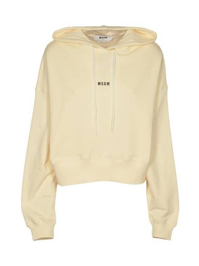 Micro Logo Print Cotton Hoodie Ivory - MSGM - BALAAN 2