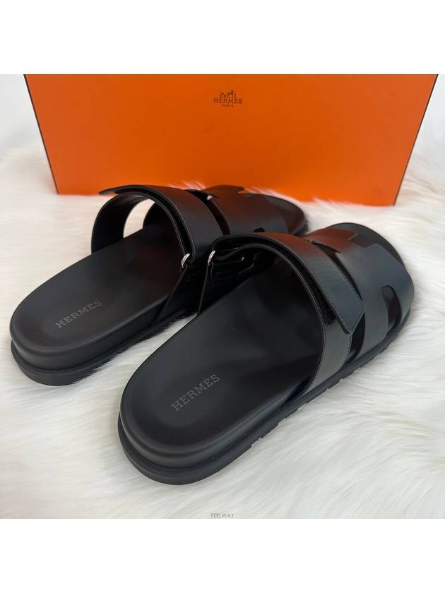 Chypre Men s Sandals Slippers Black H222000ZH - HERMES - BALAAN 3