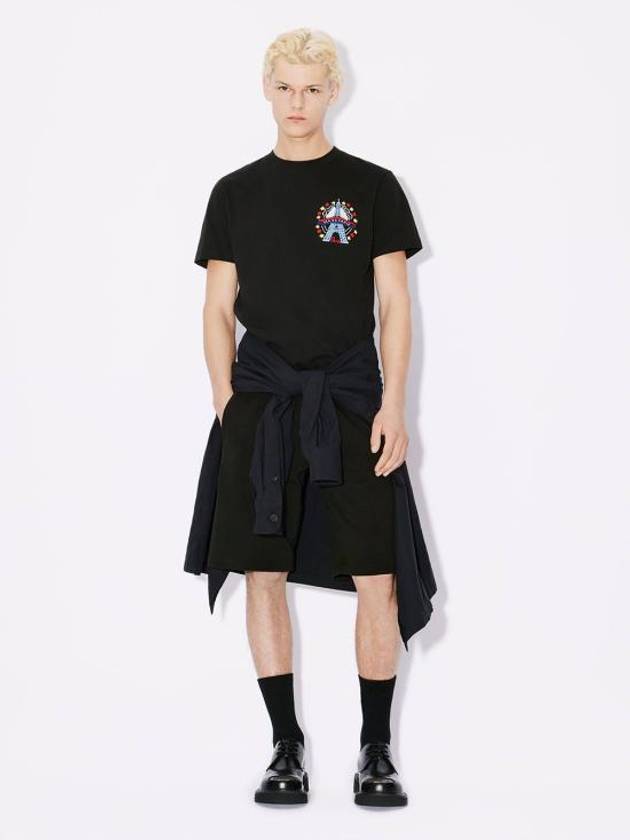 Drawn Varsity Embroidered Slim Cotton Short Sleeve T-shirt Black - KENZO - BALAAN 3