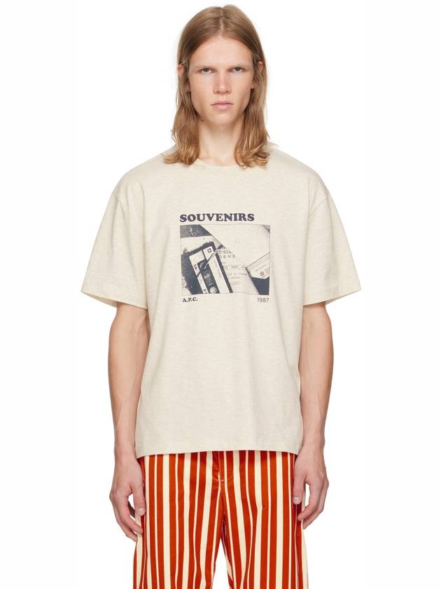 Souvenir Photo Print Short Sleeve T-Shirt Heather Ecru - A.P.C. - BALAAN 1