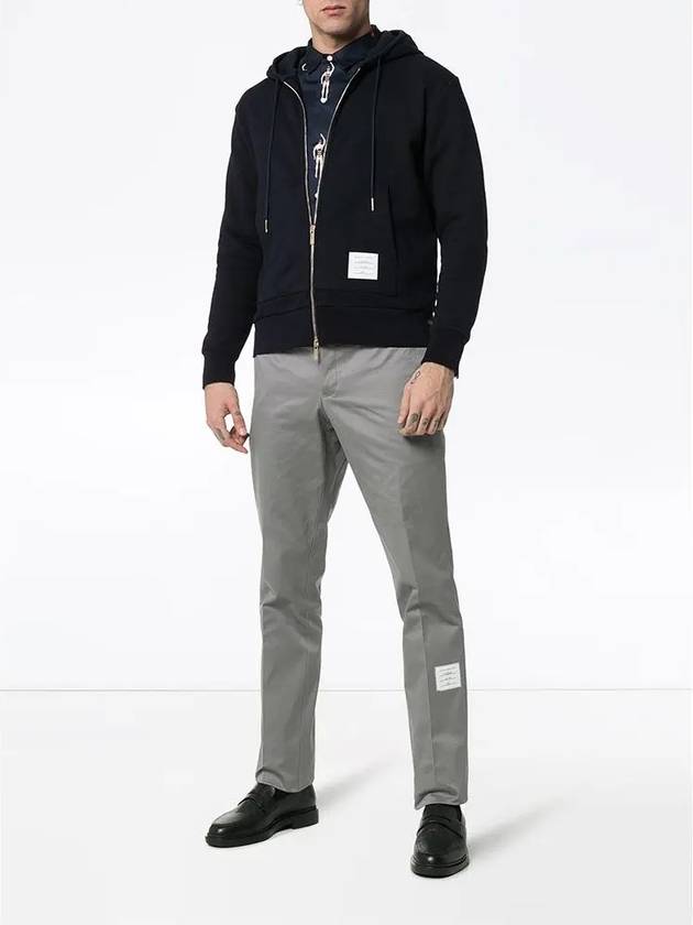 Center Back Stripe Cotton Zip Up Hoodie Navy - THOM BROWNE - BALAAN 4