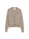 Heart Logo Wool Cardigan Light Beige - AMI - BALAAN 2