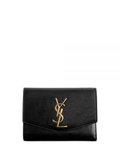 Uptown Compact Leather Wallet Black - SAINT LAURENT - BALAAN 2