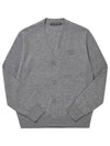 C60038 GRAY MELANGE face logo patch cardigan - ACNE STUDIOS - BALAAN 5