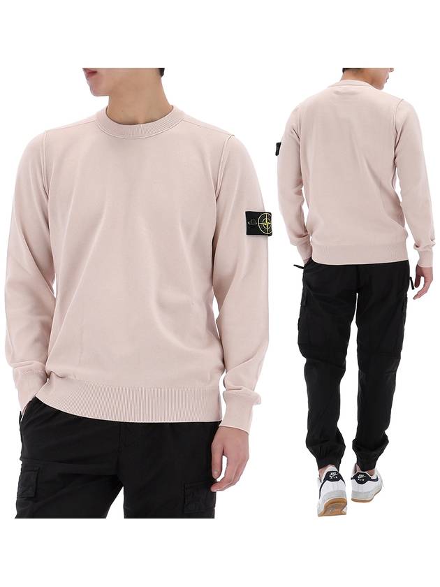 5100053 Soft Organic Cotton Small Roll Detail Crew Neck Knit Top Rose - STONE ISLAND - BALAAN 2