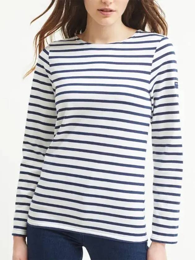 Minquiers Modern Stripe Long Sleeve T-Shirt Neige Marine - SAINT JAMES - BALAAN 4