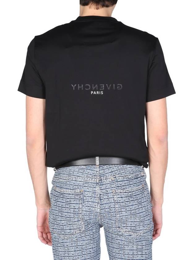 Men's Reverse Logo Round Slim Short Sleeve T-Shirt Black - GIVENCHY - BALAAN 6