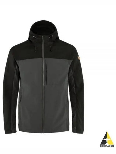 Men's Abisco Midsummer Hooded Zip-Up Jacket Dark Grey Black - FJALL RAVEN - BALAAN 2