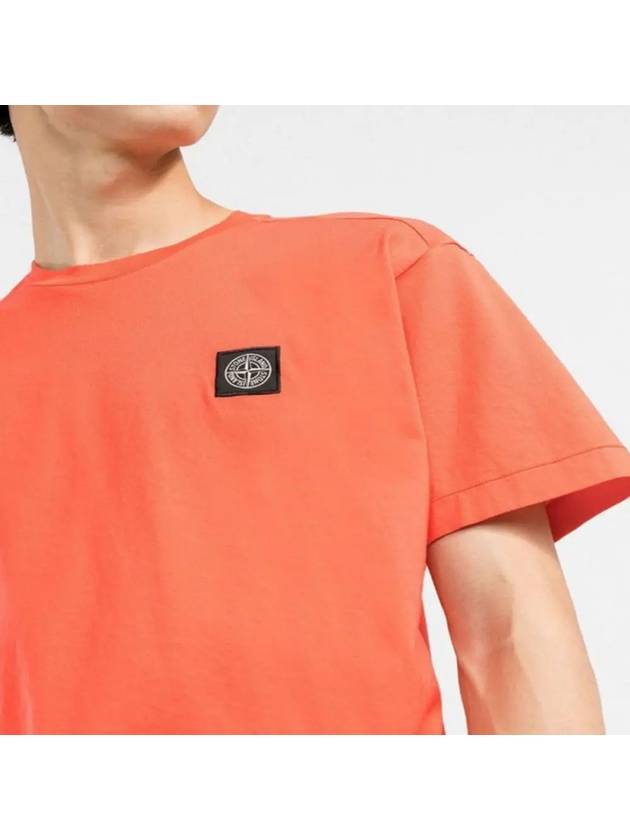 Mini Logo Patch Short Sleeve T-Shirt Orange - STONE ISLAND - BALAAN 3