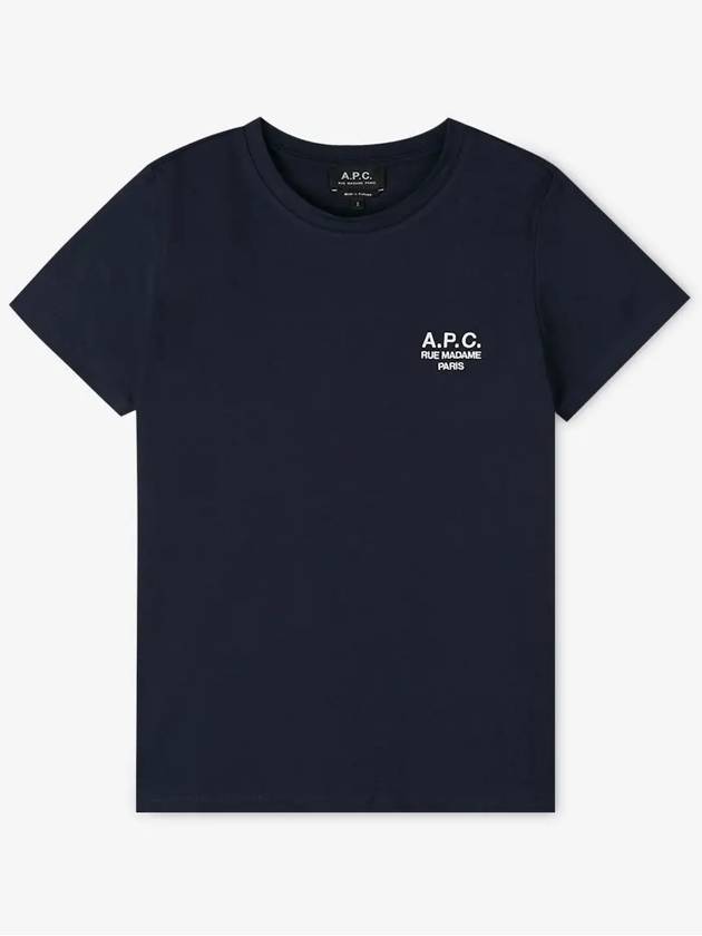 Denise Embroidered Short Sleeve T-shirt Navy - A.P.C. - BALAAN 3