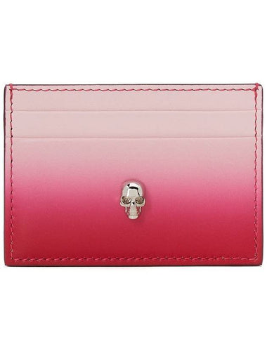 Silver Skull Gradient Card Wallet Pink Red - ALEXANDER MCQUEEN - BALAAN 1