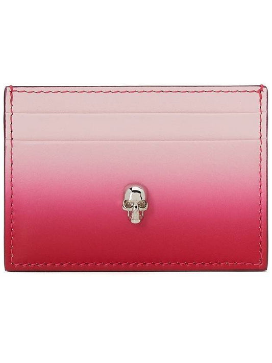 Silver Skull Gradient Card Wallet Pink Red - ALEXANDER MCQUEEN - BALAAN.
