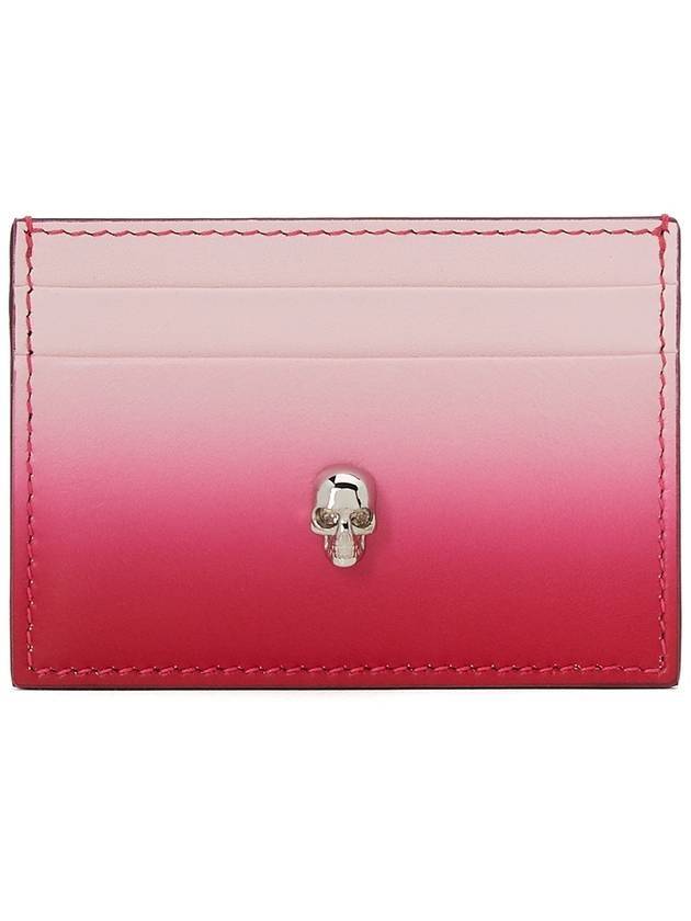 Silver Skull Gradient Card Wallet Pink Red - ALEXANDER MCQUEEN - BALAAN 1