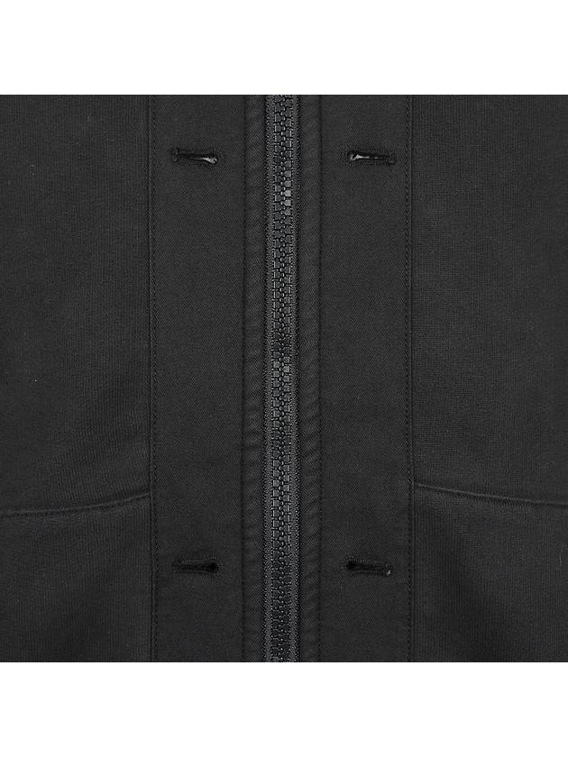 Brushed Cotton Fleece Garment Dyed Hooded Zip Up Black - STONE ISLAND - BALAAN 9