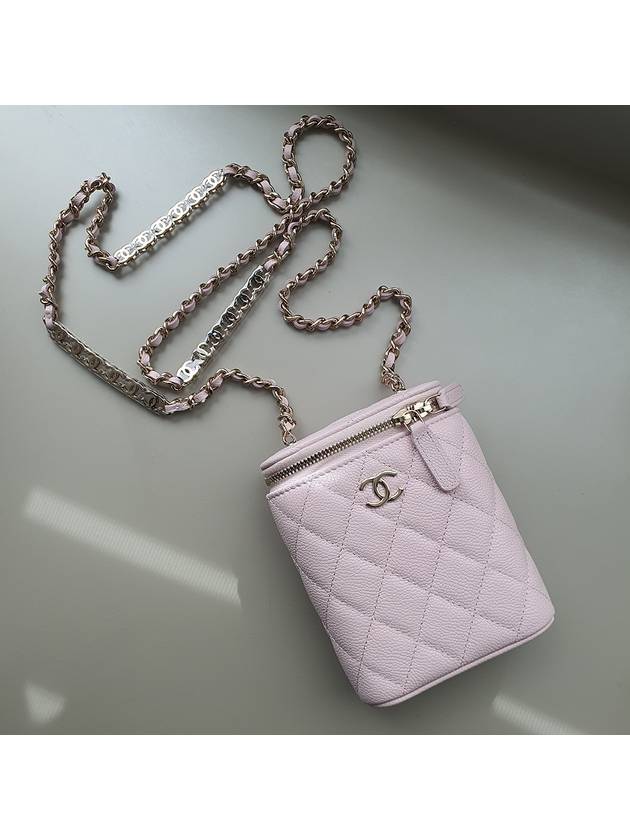 Small Vanity Cosmetic Chain Bag Caviar Light Pink Gold Plated - CHANEL - BALAAN 7