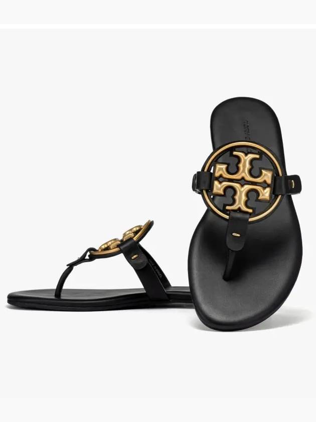 Women's Metal Miller Soft Flip Flops Black - TORY BURCH - BALAAN 5