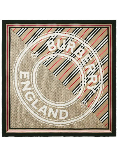 Check Stripe Graphic Logo Scarf Beige - BURBERRY - BALAAN 2