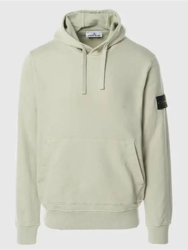 Logo Patch Cotton Fleece Hoodie Musk Green - STONE ISLAND - BALAAN 2