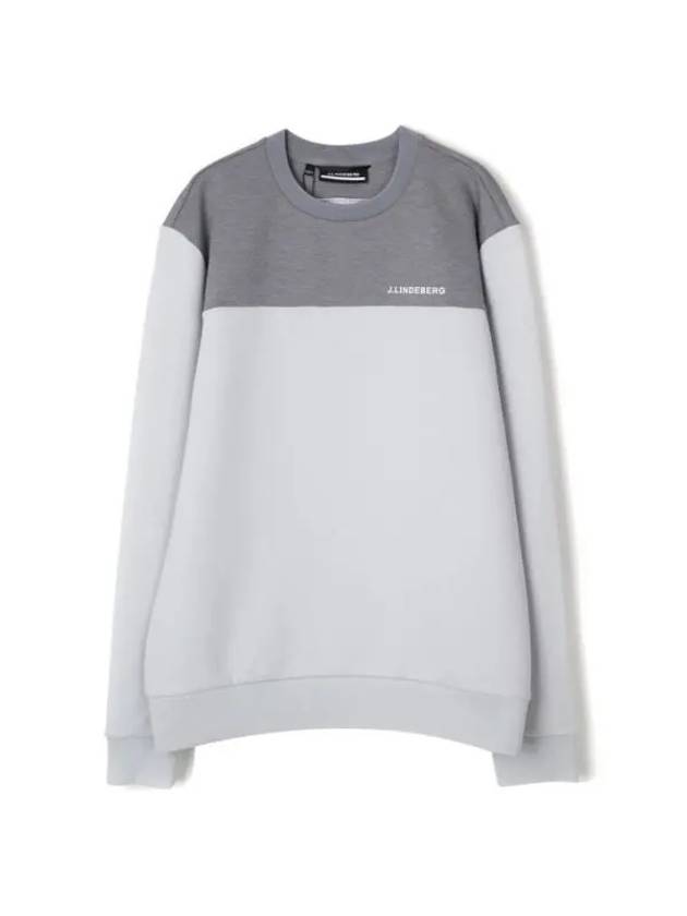 Men's Jeff Crewneck Polyester Sweatshirt Light Melange Grey - J.LINDEBERG - BALAAN 1