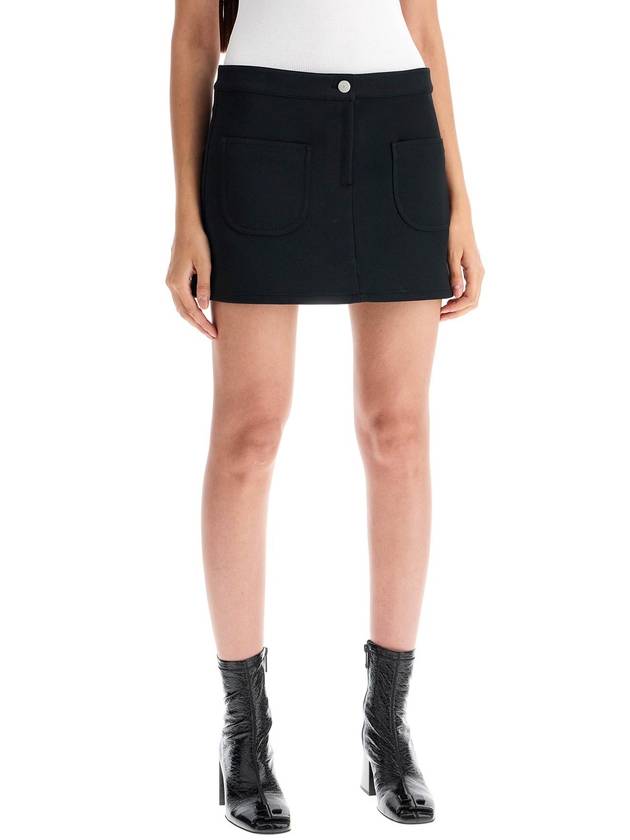 2-Pocket Twill Mini A-Line Skirt Black - COURREGES - BALAAN 3