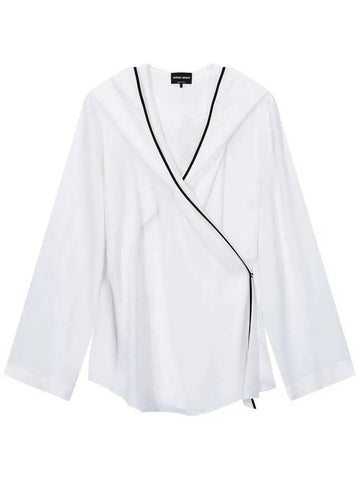 Women s Big Hooded Wrap Silk Blouse White 271480 - GIORGIO ARMANI - BALAAN 1