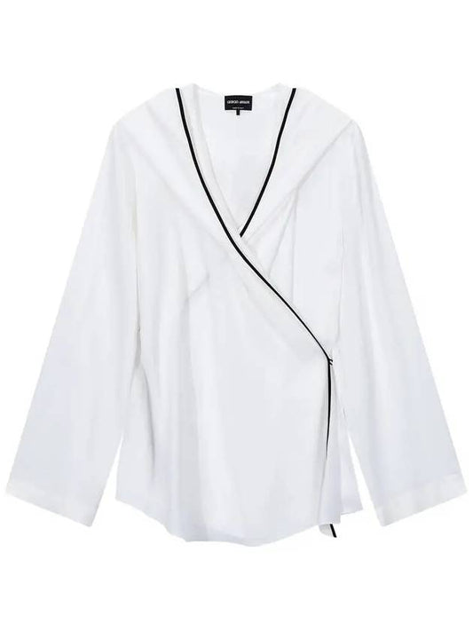 Women s Big Hooded Wrap Silk Blouse White 271480 - GIORGIO ARMANI - BALAAN 1