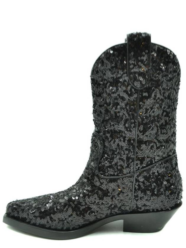 Gaucho Sequin Lace Chelsea Boots Black - DOLCE&GABBANA - BALAAN 4