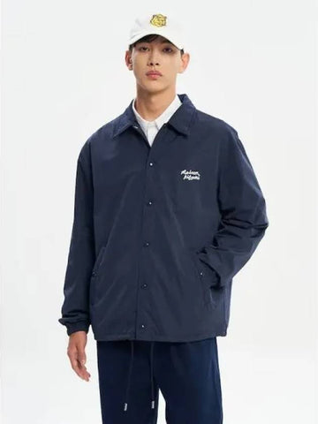 Men s Coach Jacket Nylon Logo Lettering Print Ink Blue Domestic Product GM0023092055549 - MAISON KITSUNE - BALAAN 1