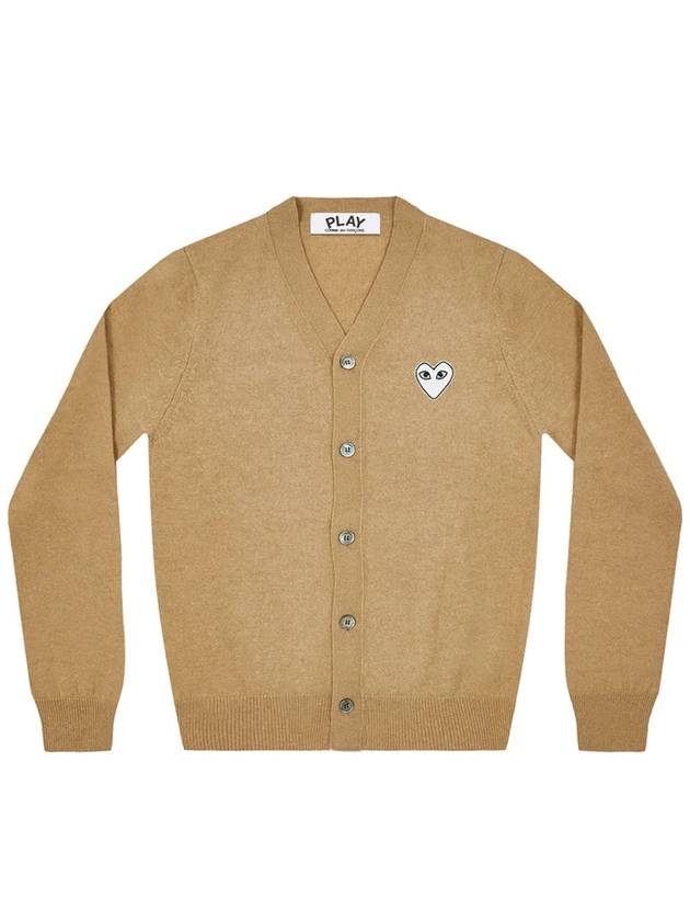 White Heart Wappen Wool Cardigan Beige - COMME DES GARCONS - BALAAN 2