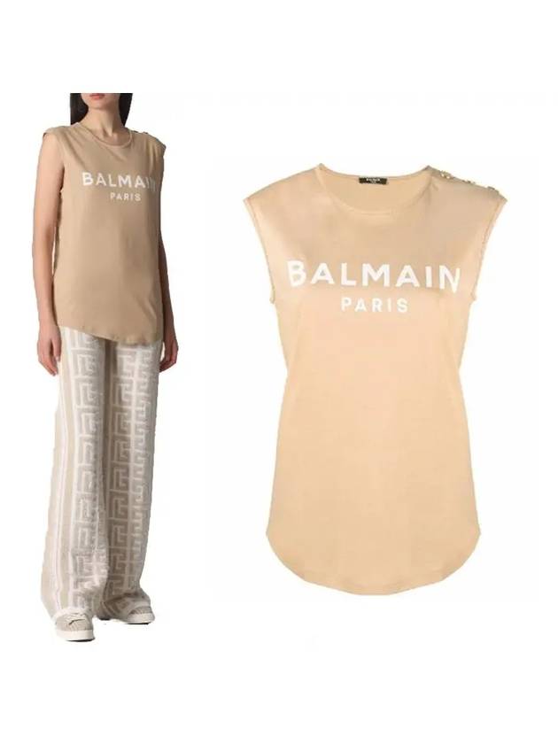 Gold button logo print cotton top XF1EB005 BB02 - BALMAIN - BALAAN 1