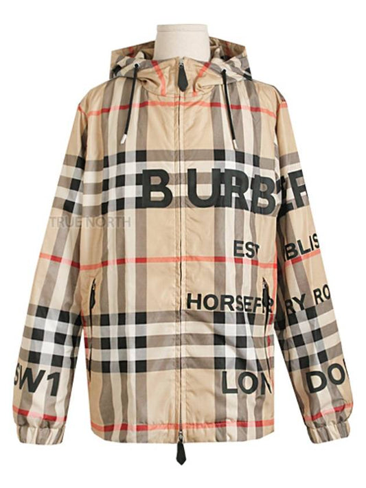 Men's Horseferry Print Check Hoodie Zip-up Beige - BURBERRY - BALAAN 2