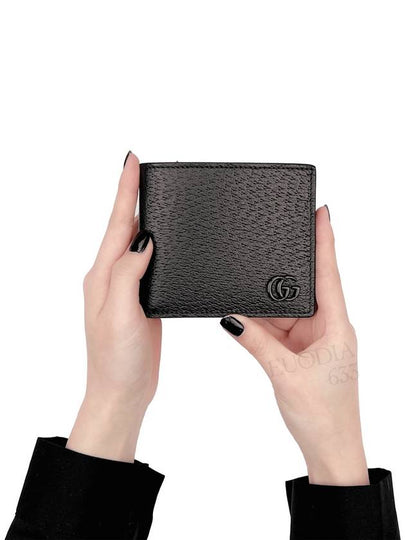 GG Marmont Leather Half Wallet Black - GUCCI - BALAAN 2