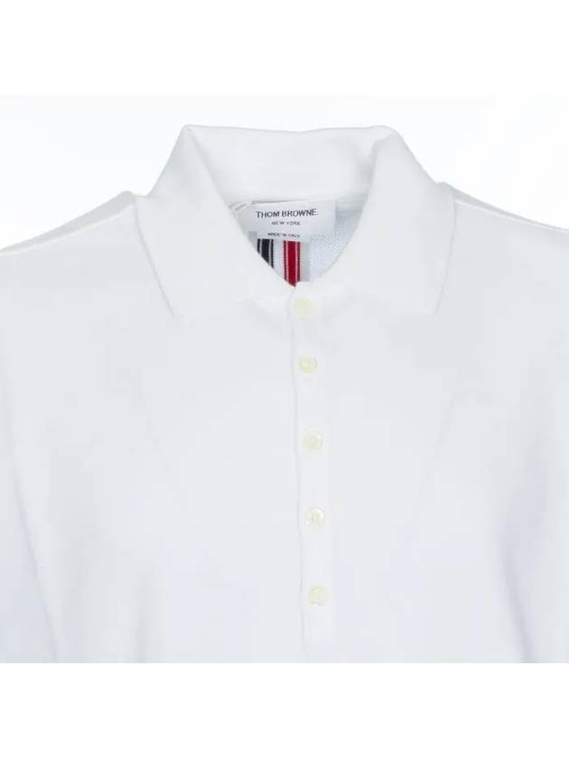 Men's Cotton Pique Center Bag Striped Short Sleeve Polo Shirt White - THOM BROWNE - BALAAN 9