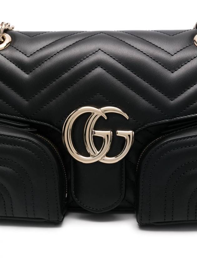 GG Marmont Small Multi Pocket Leather Shoulder Bag Black - GUCCI - BALAAN 6