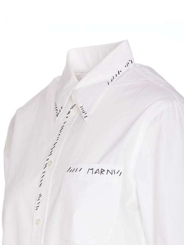 Women's Logo Embroidered Long Sleeve Shirt White - MARNI - BALAAN 5