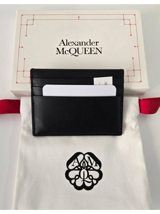 Harness Logo Print Calfskin Card Wallet Black - ALEXANDER MCQUEEN - BALAAN 3