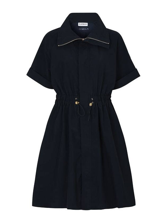 NYLON WOVEN COAT DRESSNavy - PLAYBOO - BALAAN 1