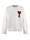 Intarsia Big Heart Logo Wool Knit Top Ivory - AMI - BALAAN 2