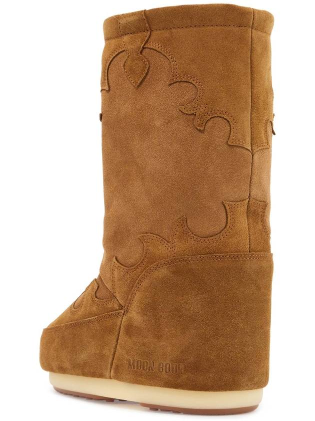 high suede boots in cognac with wedge embroidery - MOON BOOT - BALAAN 3