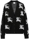 Cotton EKD Intarsia Knit Cardigan Black White - BURBERRY - BALAAN 2