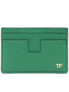 TF Logo Leather Card Wallet Green - TOM FORD - BALAAN 1