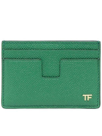 TF Logo Leather Card Wallet Green - TOM FORD - BALAAN 1