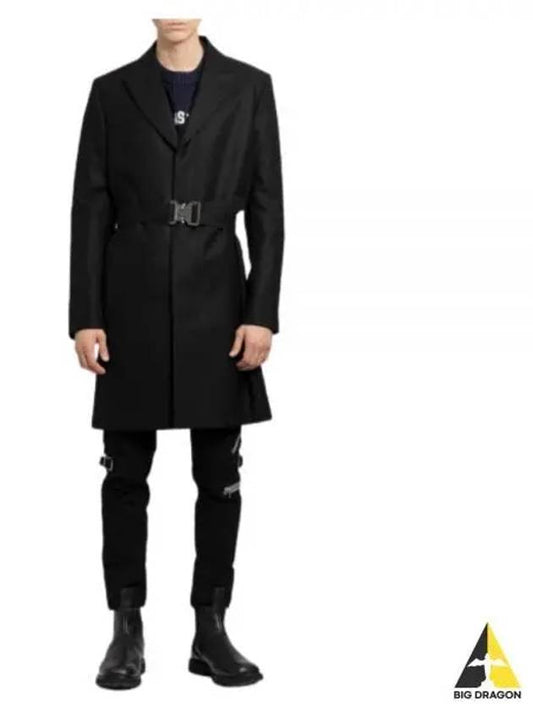 Logo Buckle Wool Single Coat Black - DIOR - BALAAN 2