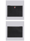 Black Diagonal Pebble Grain Leather Clutch Bag Black - THOM BROWNE - BALAAN 5