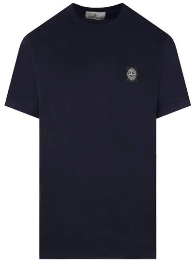 Logo Patch Cotton Short Sleeve T-Shirt Navy - STONE ISLAND - BALAAN 2